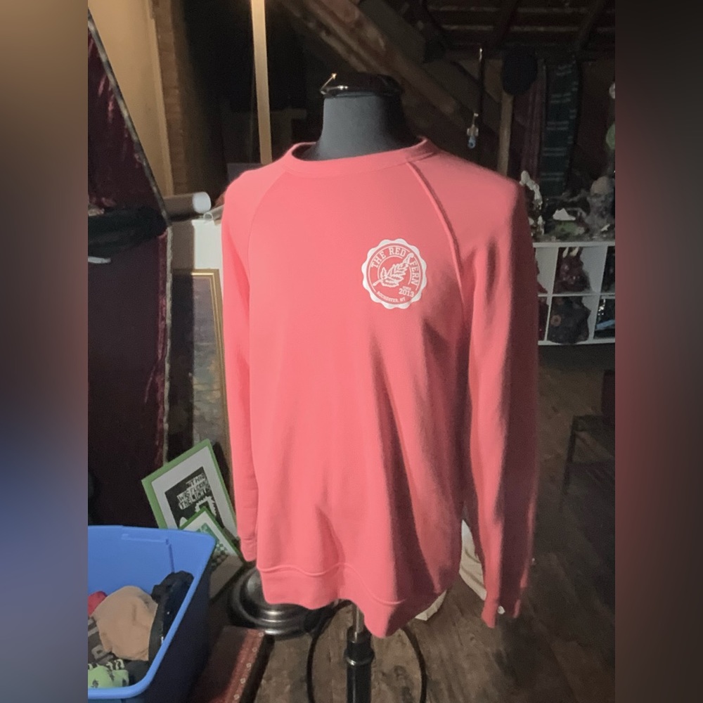Super soft mens unisex L XL pink red Red Fern sweatshirt vegan Rochester NY